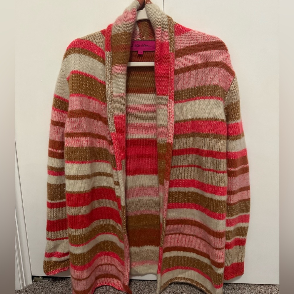 The Elder Statesman Stripe Italy Smoking Jacket, Size XS, in Red and Cream
